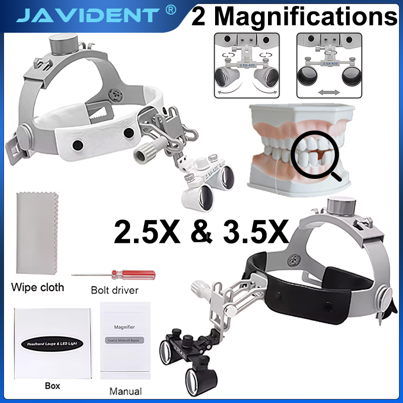 Magnifier With Light - JAVIDENT White/Black Head Wearing Light Weight