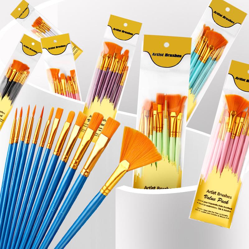 12Pcs Nylon Bristle Brush Set  - Model Kit Acrylic Paint review and price
