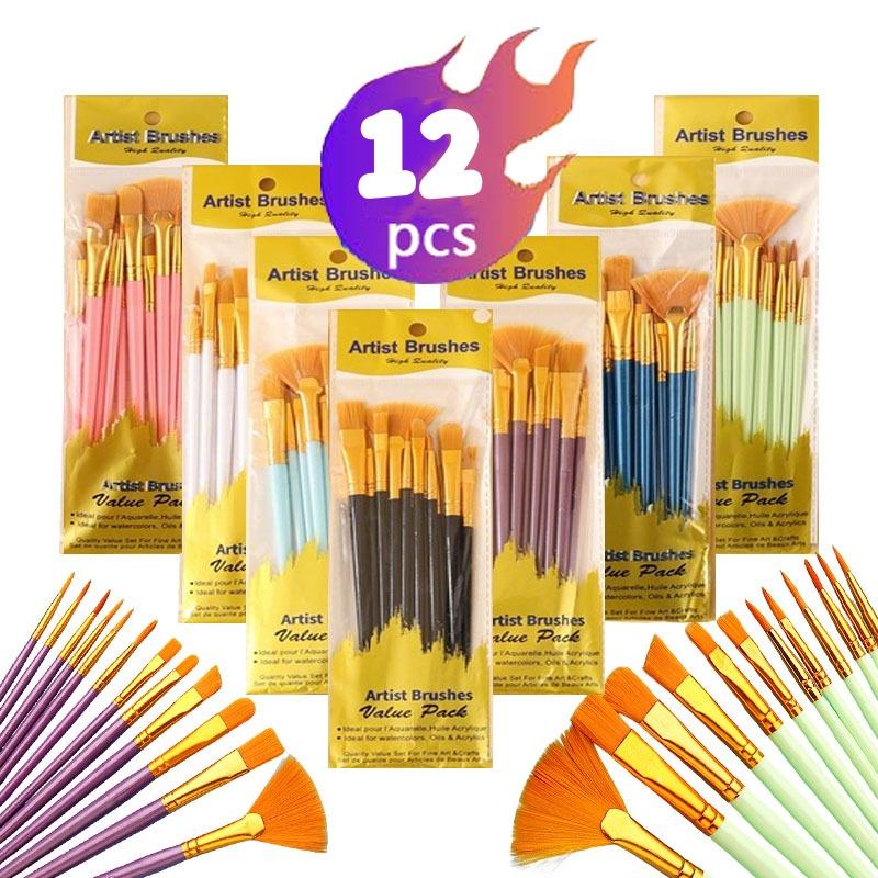 12Pcs Nylon Bristle Brush Set  - Model Kit Acrylic Paint review and price